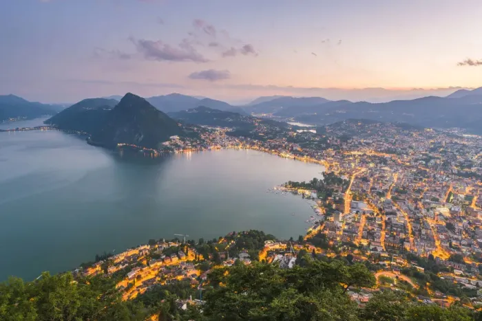 Framed Print : Lugano, lake Lugano, Ticino canton, Switzerland