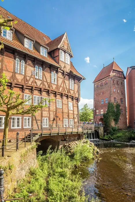 Framed Print : Luner Mill and Abbot`s Mill on the Ilmenau, Luneburg, Lower Saxony, Germany