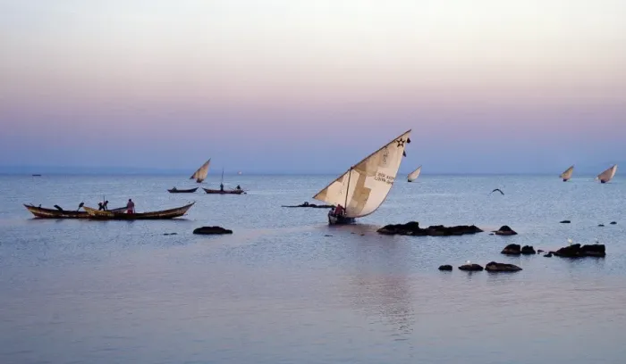 Framed Print : Luo fishing boats leave the eastern lakeshore of Lake Framed Print : Luo fishing boats leave the eastern lakeshore of Lake