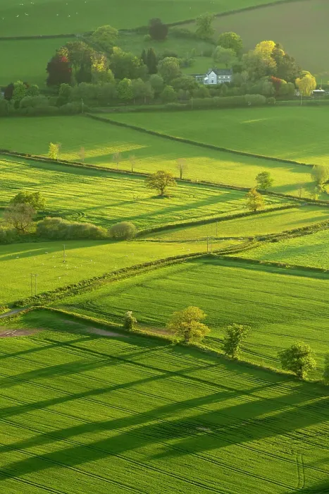 Framed Print : Lush rolling farmland in the Brecon Beacons National Park, Powys, Wales. Spring (May) 2019
