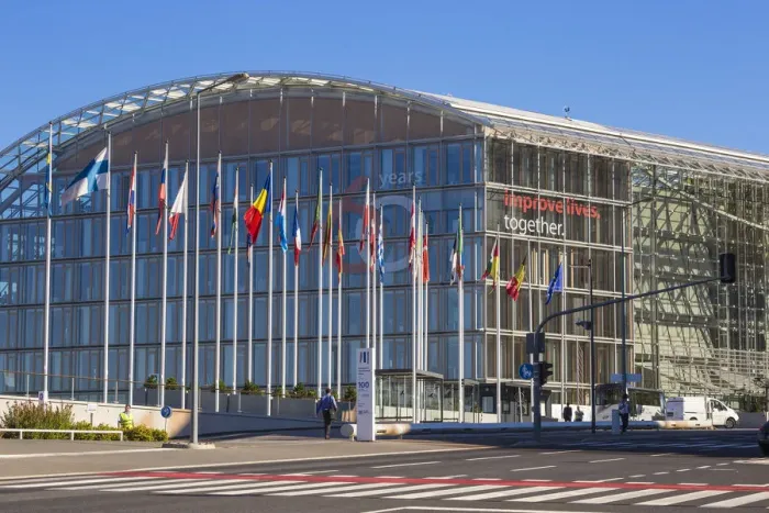 Framed Print : Luxembourg, Luxembourg City, European Investment Bank by English architect, Sir Denys Framed Print : Luxembourg, Luxembourg City, European Investment Bank by English architect, Sir Denys