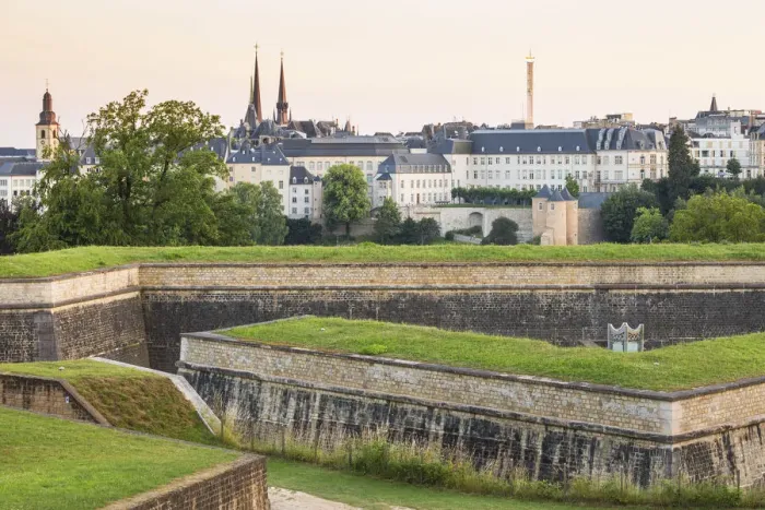 Framed Print : Luxembourg, Luxembourg City, Kirchberg Plateau with Ramparts and Three Towers Gate Framed Print : Luxembourg, Luxembourg City, Kirchberg Plateau with Ramparts and Three Towers Gate