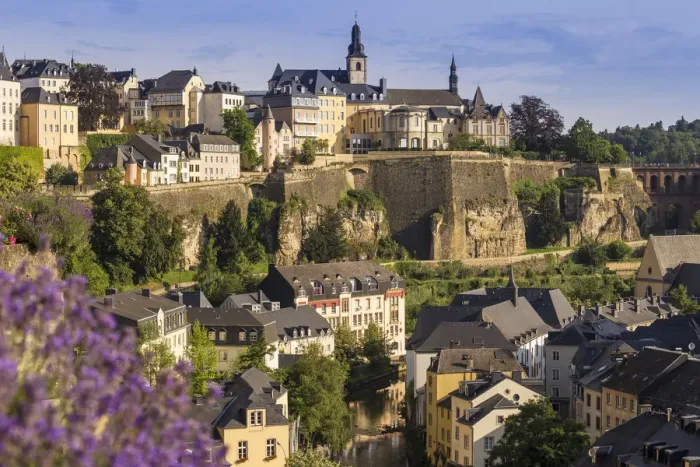 Framed Print : Luxembourg, Luxembourg City, View over the Grund - the lower town towards The Corniche