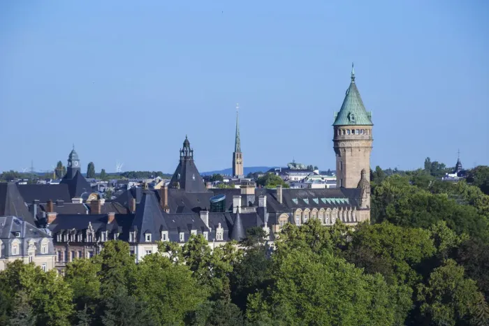 Framed Print : Luxembourg, Luxembourg City, View over Petrusse Park towards the tower of the National Framed Print : Luxembourg, Luxembourg City, View over Petrusse Park towards the tower of the National