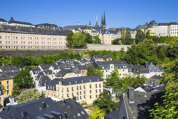 Luxembourg, Luxembourg City, View of Saint Esprit Plateau, The Corniche (Chemin de