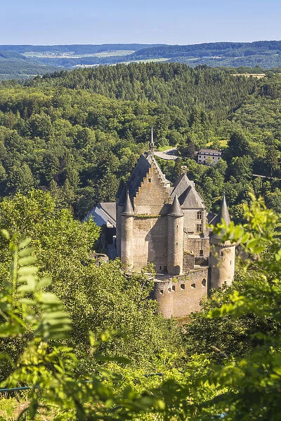 Luxembourg, Vianden, View of Vianden Castle