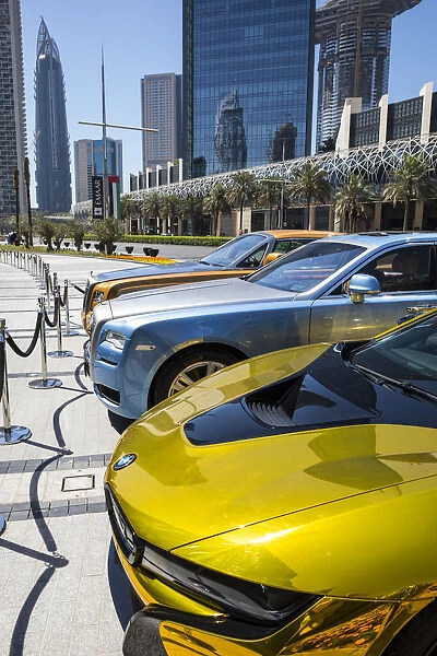 Luxury cars, Downtown, Dubai, United Arab Emirates