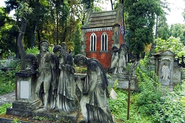 Lychakiv Cemetery Graveyard Decorated with Statues