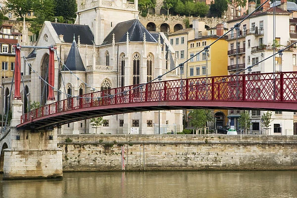 Lyon, France; A bridge over the Saone River in Lyon France