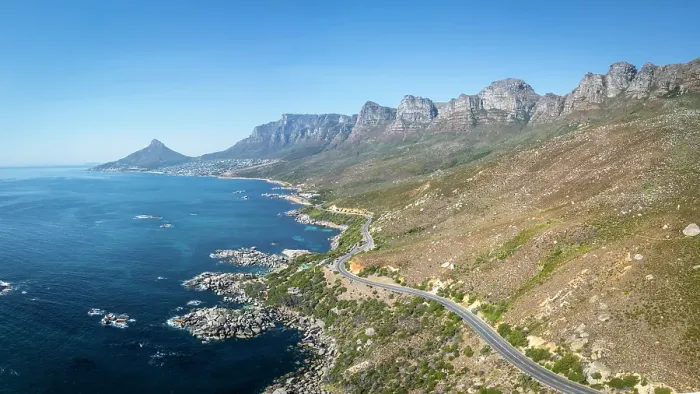 Framed Print : M6 coastal road south of Camps Bay & The Twelve Apostles, Cape Town, Western Cape, South Africa