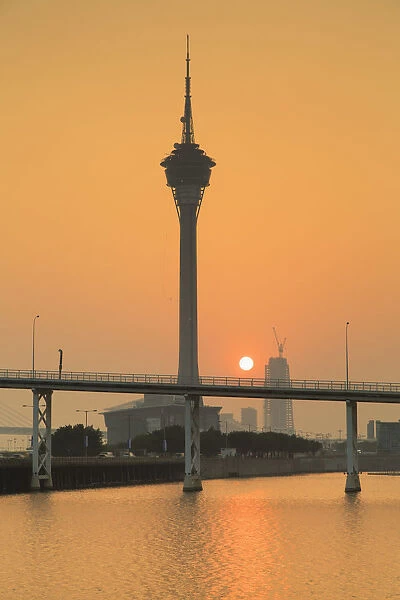 Macau Tower at sunset, Macau, China