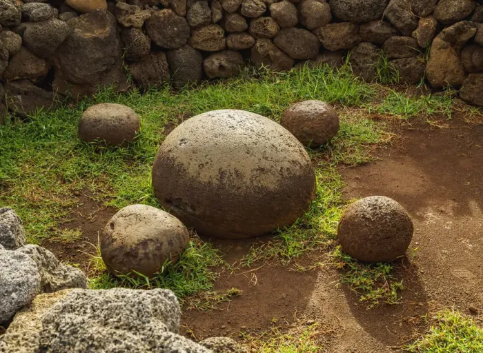 Framed Print : Magnetic stones in Ahu Te Pito Kura, Rapa Nui National Park, Easter Island, Chile