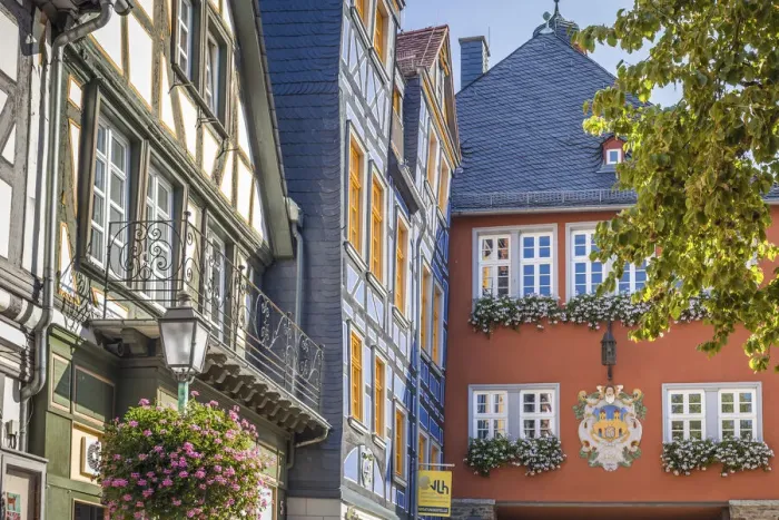 Framed Print : Magnificent half-timbered houses on the market square of Idstein, Hesse, Germany Framed Print : Magnificent half-timbered houses on the market square of Idstein, Hesse, Germany