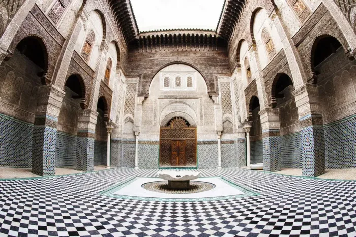 Framed Print : Magnificent interior in the traditional patterns in the medieval Muslim college Framed Print : Magnificent interior in the traditional patterns in the medieval Muslim college