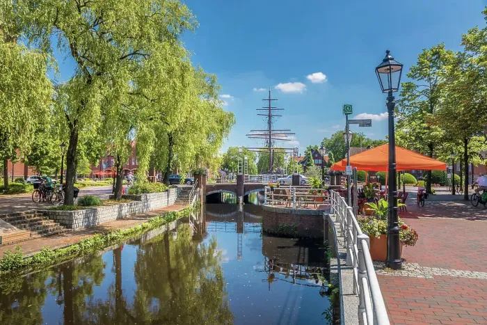 Framed Print : Main canal in the old town of Papenburg, Emsland, Lower Saxony, Germany Framed Print : Main canal in the old town of Papenburg, Emsland, Lower Saxony, Germany