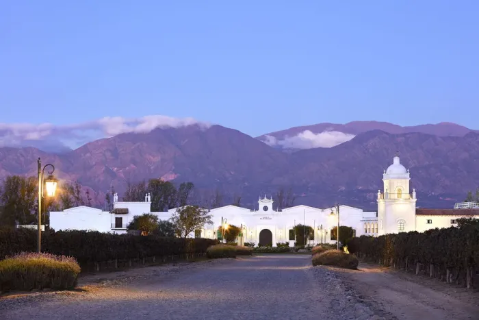 Framed Print : The main facade of the Bodega El Esteco'winery after the sunset