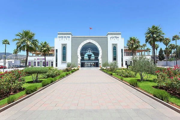 The main facade of the Fez railway station, Morocco