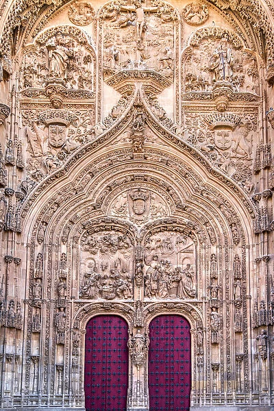 Main facade of New Cathedral, Salamanca, Castile and Leon, Spain