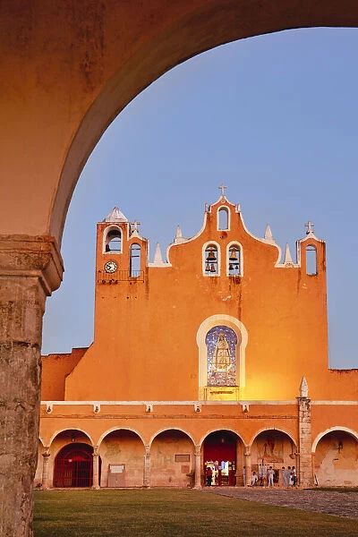 The main facade of the San Antonio de Padua Convent in Izamal, Yucatan, Mexico
