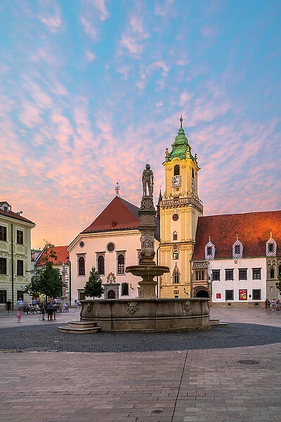 Main Square (Hlavne namestie) at sunset, Bratislava, Slovakia