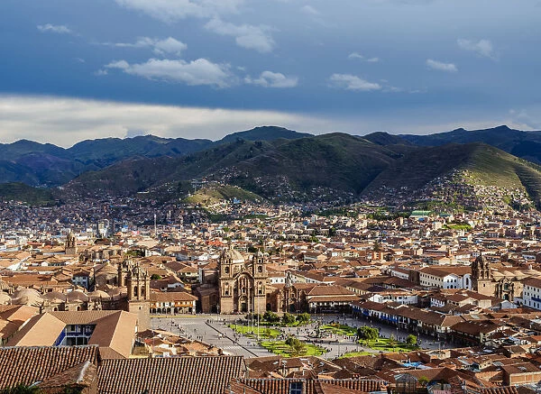 Main Square, Old Town, elevated view, Cusco, Peru