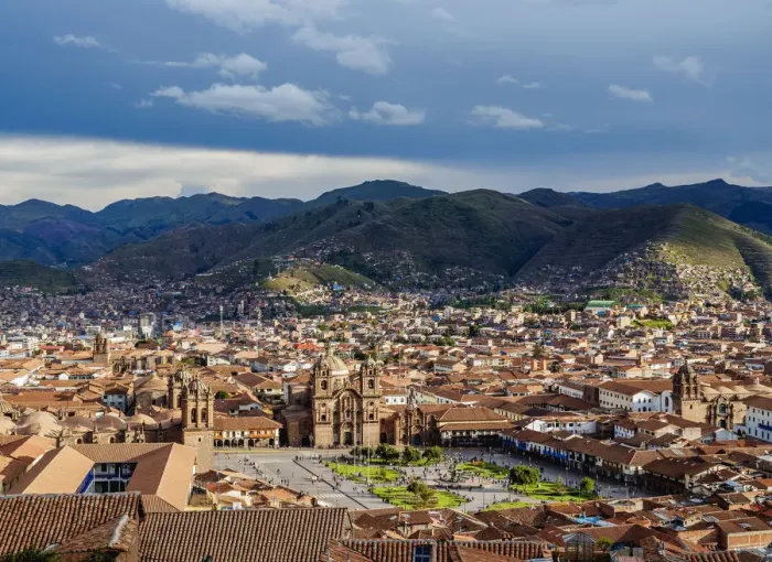 Framed Print : Main Square, Old Town, elevated view, Cusco, Peru Framed Print : Main Square, Old Town, elevated view, Cusco, Peru