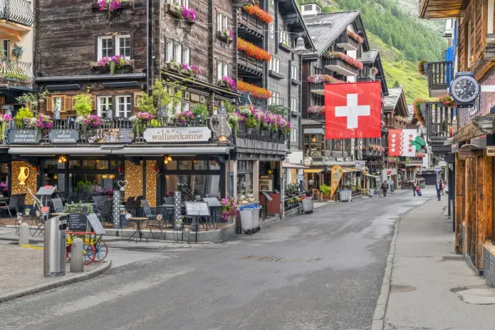 Framed Print : Main street in Zermatt, Valais, Switzerland Framed Print : Main street in Zermatt, Valais, Switzerland
