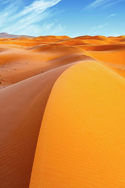 Majestic sand dunes at sunset, Erg Chebbi, Merzouga, Sahara Desert, Morocco