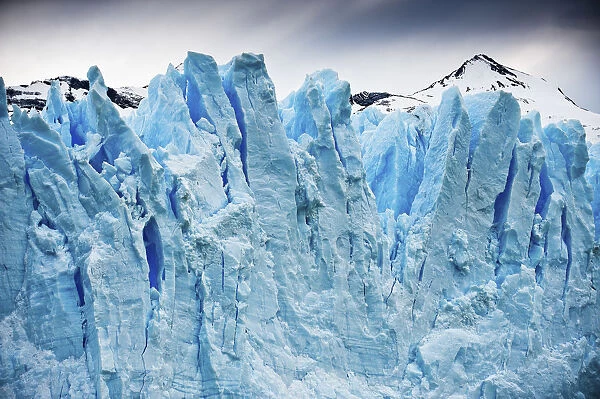 Detail of the majestic spiers of the Perito Moreno ice taken from the boat during