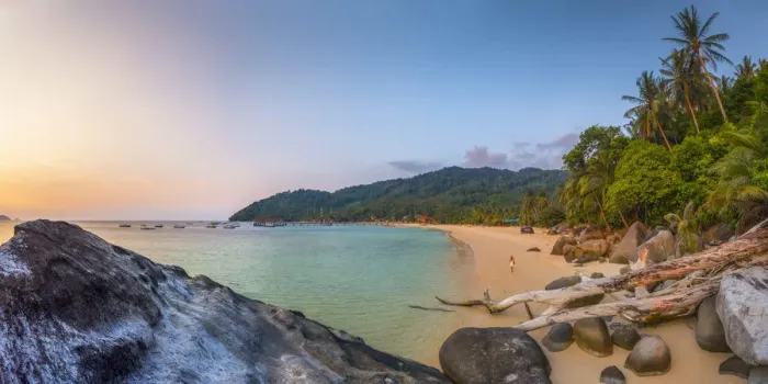 Framed Print : Malaysia, Pahang, Pulau Tioman (Tioman Island), Salang Bay, Salang Village (Kampung