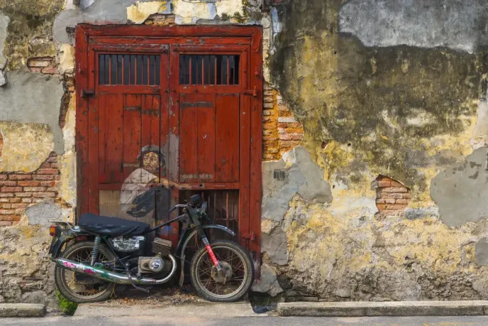 Framed Print : Malaysia, Penang, Georgetown, Ah Quee Street (Lebuh Ah Quee), Boy on a Bike Mural