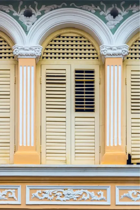 Framed Print : Malaysia, Penang, Georgetown, Shuttered Windows Framed Print : Malaysia, Penang, Georgetown, Shuttered Windows
