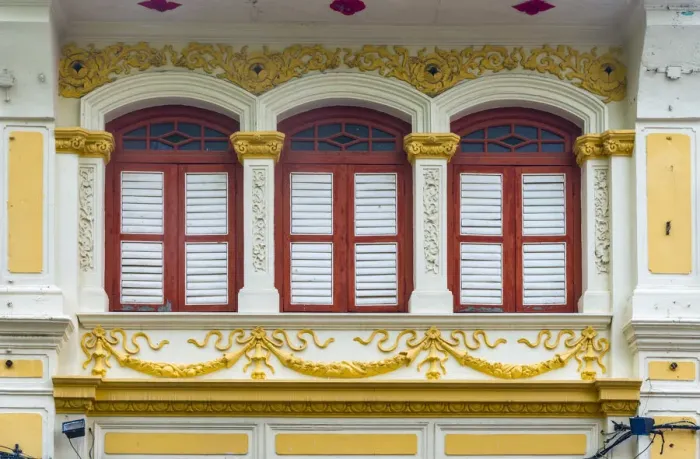 Framed Print : Malaysia, Penang, Georgetown, Shuttered Windows Framed Print : Malaysia, Penang, Georgetown, Shuttered Windows