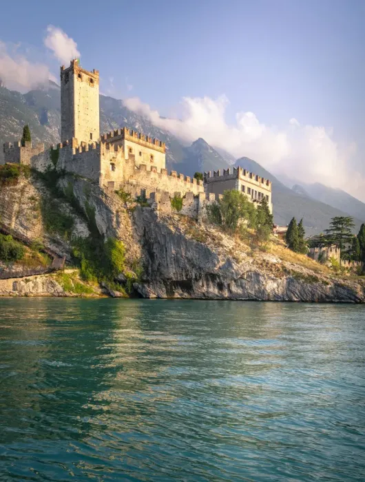 Framed Print : Malcesine, a small village with an historic castle on Garda Lake coast Framed Print : Malcesine, a small village with an historic castle on Garda Lake coast