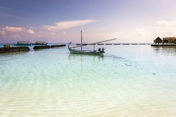 Maldives, Ari Atoll, Constance Moofushi Maldives, A boat in the beach