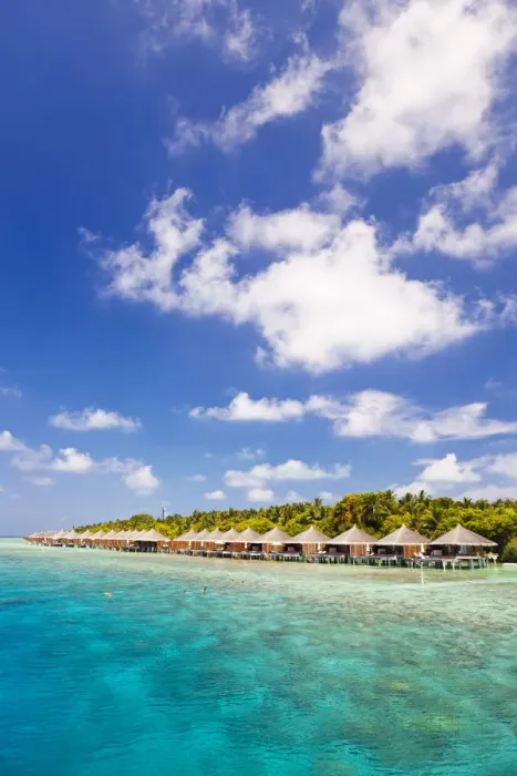 Framed Print : Maldives, Rasdhoo Atoll, Kuramathi Island. Deluxe Water Villas at Kuramathi Island Resort