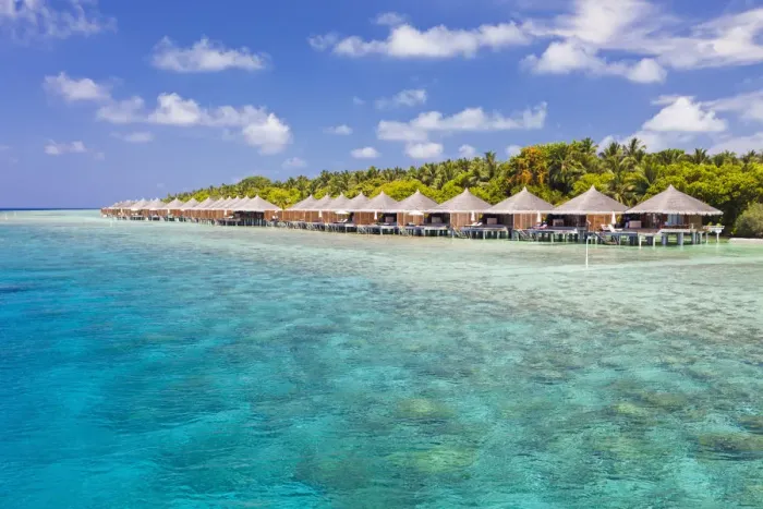 Framed Print : Maldives, Rasdhoo Atoll, Kuramathi Island. Deluxe Water Villas at Kuramathi Island Resort