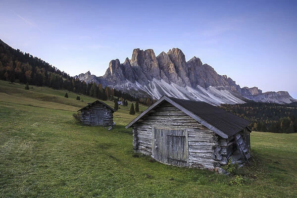 Malga Zannes and the Odle in background. Funes Valley South Tyrol Dolomites Italy Europe