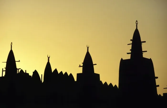 Framed Print : MALI, Mopti The conical towers of the Grande Mosque