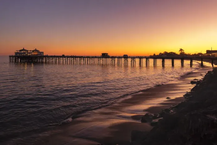 Framed Print : Malibu Pier at sunset, Malibu, California, USA