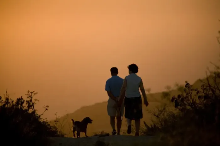 Framed Print : Malta, Dingli, Europe; A couple walking their dog on Dingli Cliffs during sunset Framed Print : Malta, Dingli, Europe; A couple walking their dog on Dingli Cliffs during sunset