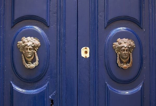 Malta, Europe; Ornamental door knobs found on an old house in Rabat