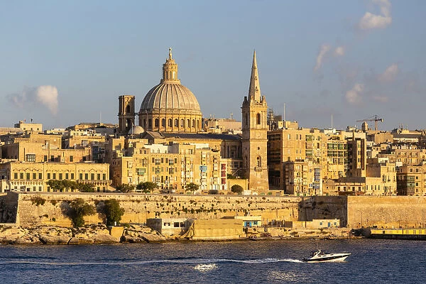 Malta, Malta, Valletta, View over Old Town with St Johns Co-Cathedral