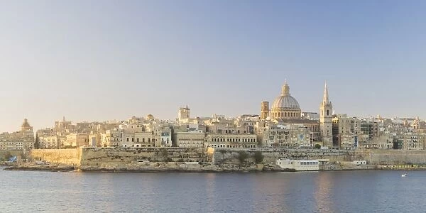 Malta, South Eastern Region, Valletta. The view from Sliema across Marsamxett Harbour