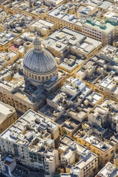 Framed Print : Malta, South Eastern Region, Valletta. Aerial view of the dome of the Carmelite Church Framed Print : Malta, South Eastern Region, Valletta. Aerial view of the dome of the Carmelite Church