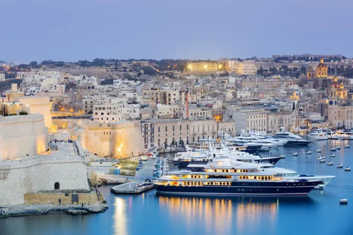 Framed Print : Malta, South Eastern Region, Valletta. Birgu Marina at dusk Framed Print : Malta, South Eastern Region, Valletta. Birgu Marina at dusk