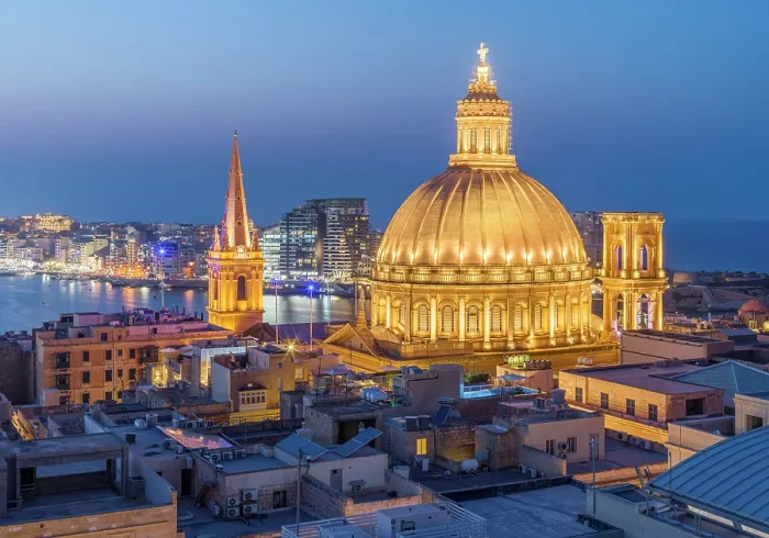 Framed Print : Malta Valletta Skyline with Basilica of our Lady of Mount Carmel Dome and St.Pauls Anglican Cathedral Spire, Valletta, Malta Framed Print : Malta Valletta Skyline with Basilica of our Lady of Mount Carmel Dome and St.Pauls Anglican Cathedral Spire, Valletta, Malta