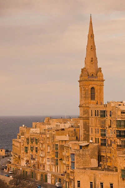 Malta, Valletta, St. Pauls Anglican Cathedral from St. Andrews Bastion