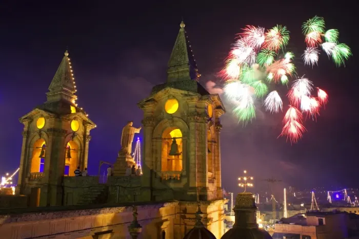 Framed Print : Malta, Zurrieq; During a feast for the patron Saint, a firework display