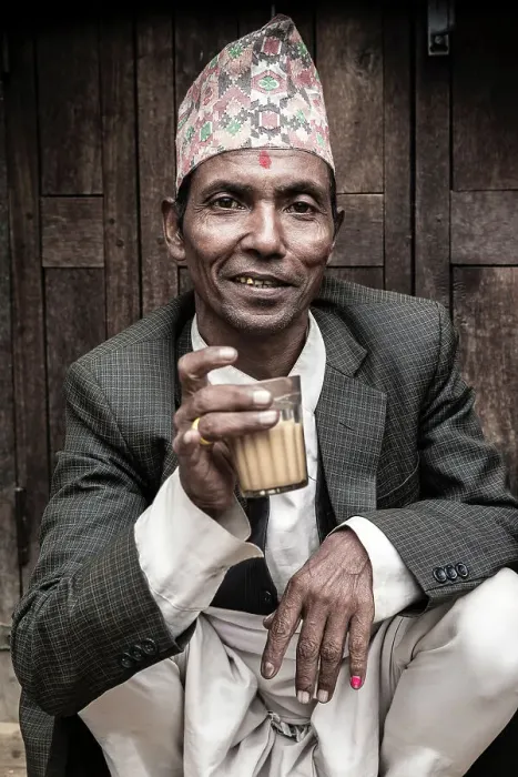 Framed Print : Man drinking tea at Asan Bazaar, Kathmandu, Nepal Framed Print : Man drinking tea at Asan Bazaar, Kathmandu, Nepal